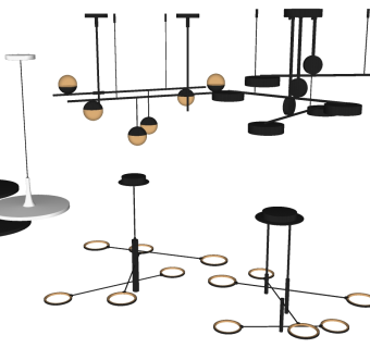 9 现代金属吊灯SketchUpsu草图模型下载