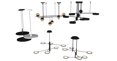 9 现代金属吊灯SketchUpsu草图模型下载