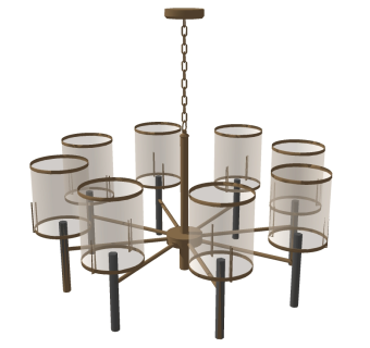 4新中式美式透明玻璃铁艺吊灯SketchUpsu草图模型下载