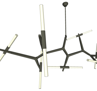 14现代工业风异形金属树枝形状吊灯SketchUpsu草图模型下载