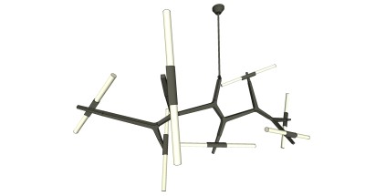 14现代工业风异形金属树枝形状吊灯SketchUpsu草图模型下载