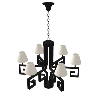 6新中式灯罩吊灯SketchUpsu草图模型下载