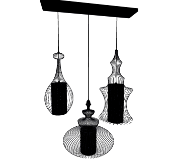 8新中式东南亚藤编竹条吊灯SketchUpsu草图模型下载