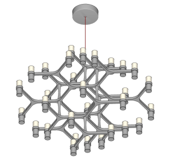2现代学院金属铁艺吊灯烛台吊灯组合SketchUpsu草图模型下载