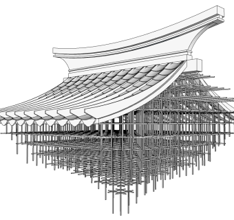 4现代异形房顶屋檐形状金属吊灯 吊饰SketchUpsu草图模型下载