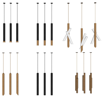 8现代北欧金属吧台小吊灯SketchUpsu草图模型下载