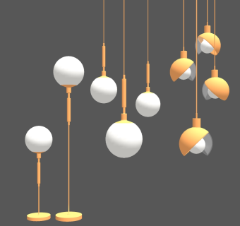 11北欧金属灯泡吊灯 台灯SketchUpsu草图模型下载