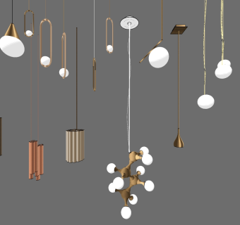3现代简欧式金属异形 小吊灯SketchUpsu草图模型下载