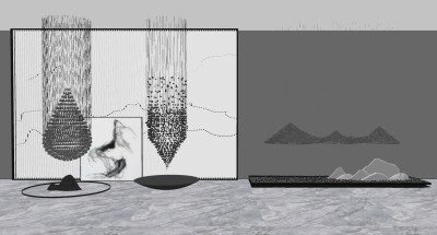 20现代轻奢新中式式大堂楼梯间大型水晶吊灯山形水晶吊灯SketchUpsu草图模型下载