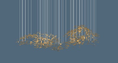 2现代金属大型异形落叶树叶花瓣水晶吊灯SketchUpsu草图模型下载