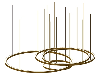 5现代北欧铁艺金属圆环圆形吊灯SketchUpsu草图模型下载