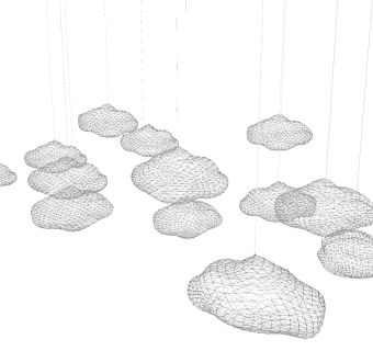 17现代新中式云朵棉花铁网金属吊灯SketchUpsu草图模型下载