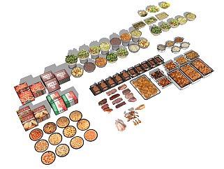 17自助餐食物组合SketchUpsu草图模型下载