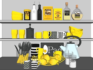 16厨房<em>餐具</em>调料<em>组合</em>柠檬水果框SketchUpsu草图模型下载