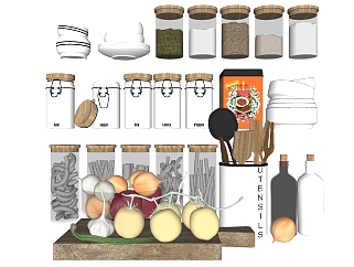 15厨房餐具<em>调料</em>组合SketchUpsu草图模型下载