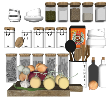 15厨房餐具调料组合SketchUpsu草图模型下载