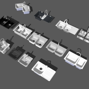 15单盆双盆洗菜盆组合SketchUpsu草图模型下载
