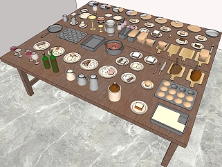 7<em>厨房食物</em>餐具组合SketchUpsu草图模型下载