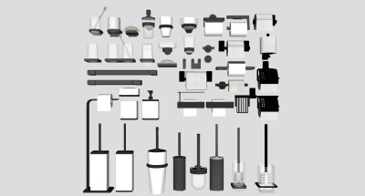 5牙刷香皂洗手液卫生纸架铁艺架马桶刷卫浴五金小件SketchUpsu草图模型下载