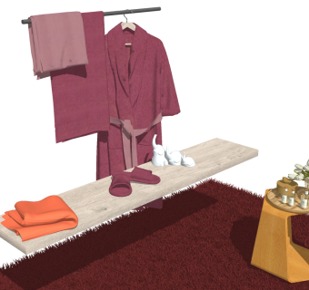 12现代简约浴巾浴袍毛巾拖鞋隔板大象饰品卫浴饰品异形置物架现代台灯柜SketchUpsu草图模型下载