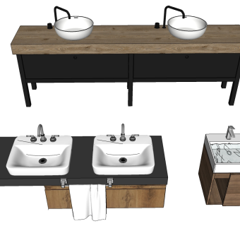 12现代铁艺工业风洗手台SketchUpsu草图模型下载