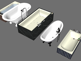 17现代简欧式美式开放外露独立式<em>浴缸</em>SketchUpsu草图...