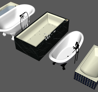17现代简欧式美式开放外露独立式浴缸SketchUpsu草图模型下载