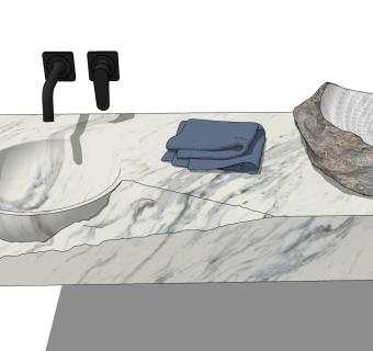 6现代做旧石材洗手台做旧石雕手盆手巾龙头SketchUpsu草图模型下载