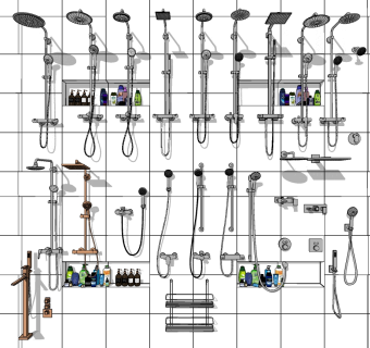 14花洒卫浴用品毛巾架SketchUpsu草图模型下载