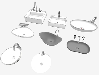 <em>10</em>现代北欧异形洗手盆台盆SketchUpsu草图模型下载