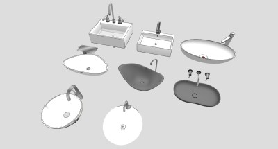 10现代北欧异形洗手盆台盆SketchUpsu草图模型下载