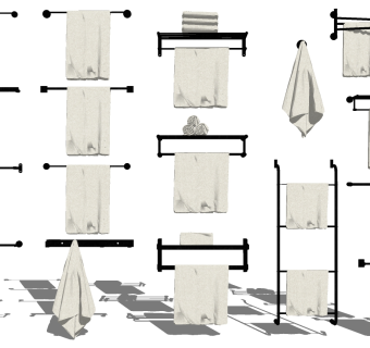 3壁挂毛巾架毛巾杆SketchUpsu草图模型下载