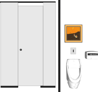 10现代北欧新中式公共卫生间蹲坑隔断小便斗装饰画烘手器感应器SketchUpsu草图模型下载