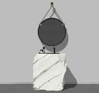 12现代北欧做旧洗手台麻绳装饰镜子SketchUpsu草图模型下载