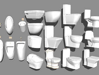 14现代欧式美式古典马桶小便斗卫生纸智能感应器SketchUpsu草图模型下载