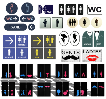 5现代公共卫生间男女指示牌导视牌指引牌SketchUpsu草图模型下载