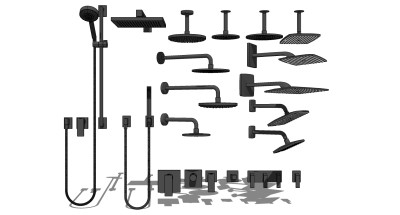 7现代壁挂顶面吊装淋浴花洒龙头SketchUpsu草图模型下载