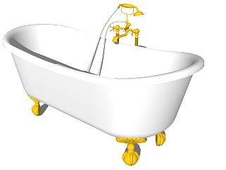 14欧式美式法式开放独立浴缸花洒SketchUpsu草图模型下载