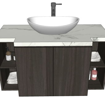 6现代轻奢北欧民宿艺术洗手台圆形台上盆龙头卫浴用品SketchUpsu草图模型下载