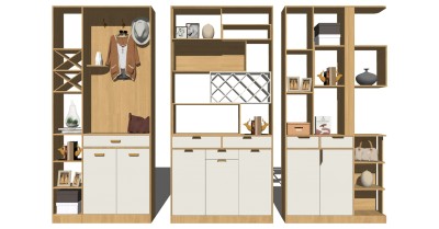 06现代实木酒柜鞋柜装饰柜鞋柜衣橱su草图模型下载