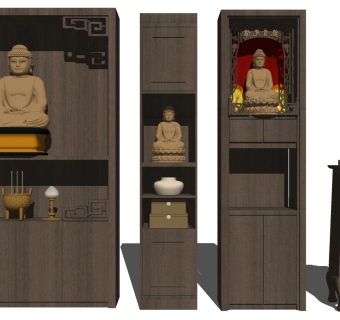 (6)古典东南亚印度储物柜佛雕塑佛像佛龛供台供桌佛堂su草图模型下载