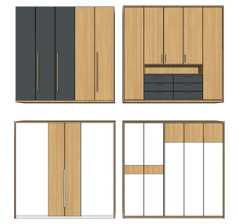 (56) 北欧现代衣柜衣橱su草图模型下载