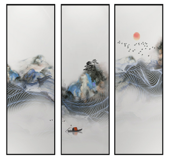 (19)新中式日式装饰画挂画su草图模型下载