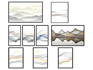 (2)新中式抽象水墨山水山脉装饰挂画su草图模型下载