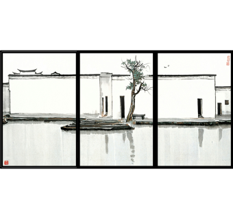 (20)新中式抽象挂画su草图模型下载