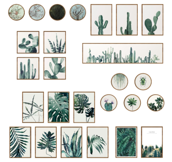 (17)北欧现代小清新装植物仙人掌饰挂画su草图模型下载