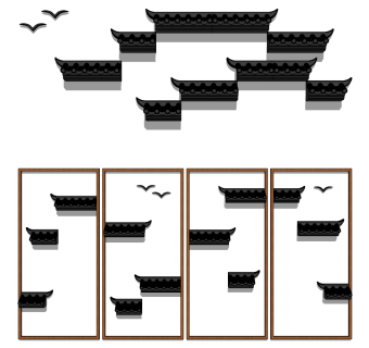 (23)新中式徽派建筑装饰挂画su草图模型下载