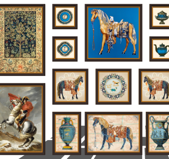 (9)欧式法式新古典欧式装饰现代蒙族民族民宿马术装饰画挂画su草图模型下载