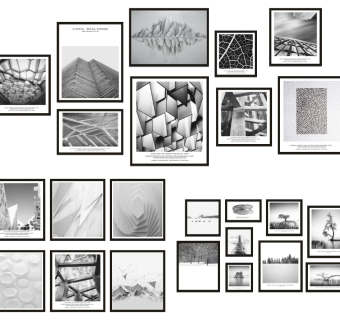 (6)现代黑白照片墙装饰挂画su草图模型下载