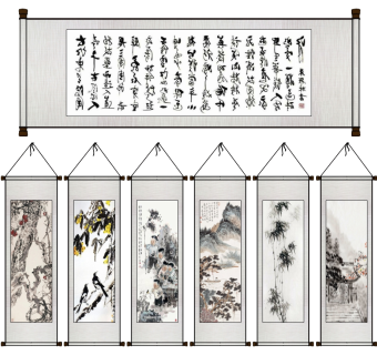 (16)中式山水画卷轴画挂画字画国画su草图模型下载